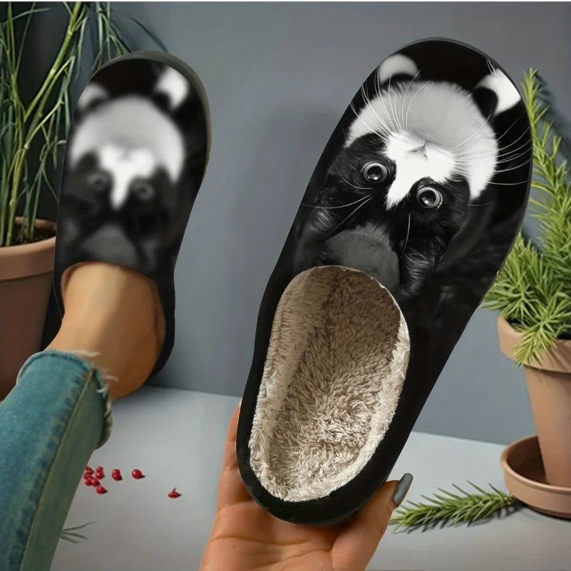 Women's Cat Print Slip-On Slippers
