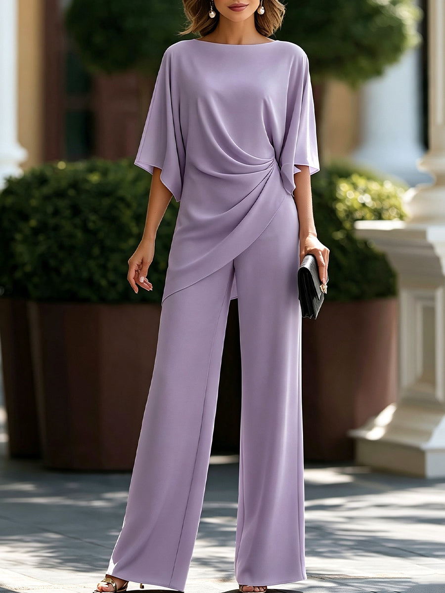 Gabriella | Two-Piece Set with Draped Blouse and Wide Pants