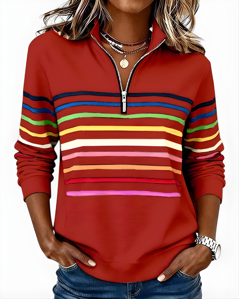 Ramona | Striped Zip Sweater