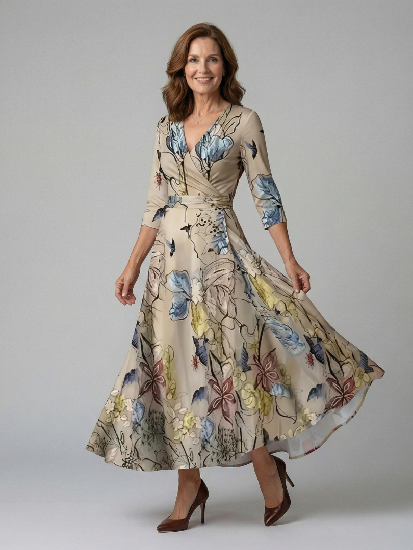 ELVENA™ | Floral Wrap Maxi Dress