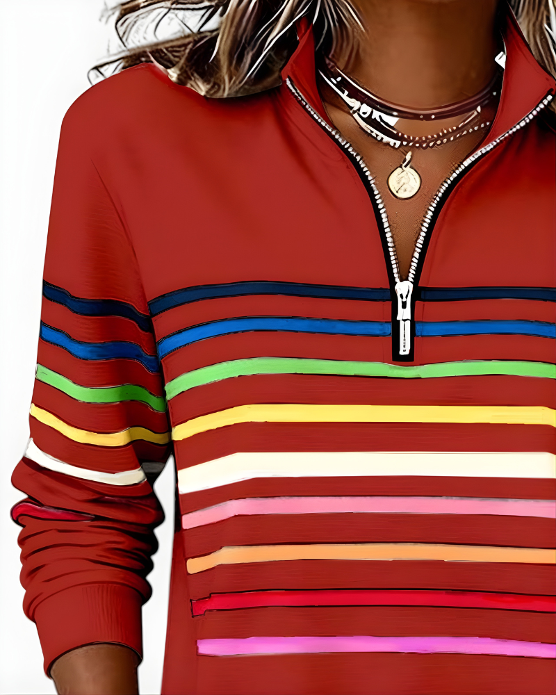 Ramona | Striped Zip Sweater