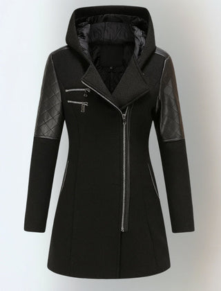 Katrin™ winter jacket by THE WHITMORE FAMILY, elegant warm coat with a stylish design, shown in a close-up image.