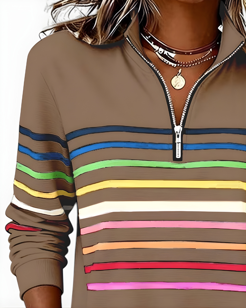 Ramona | Striped Zip Sweater