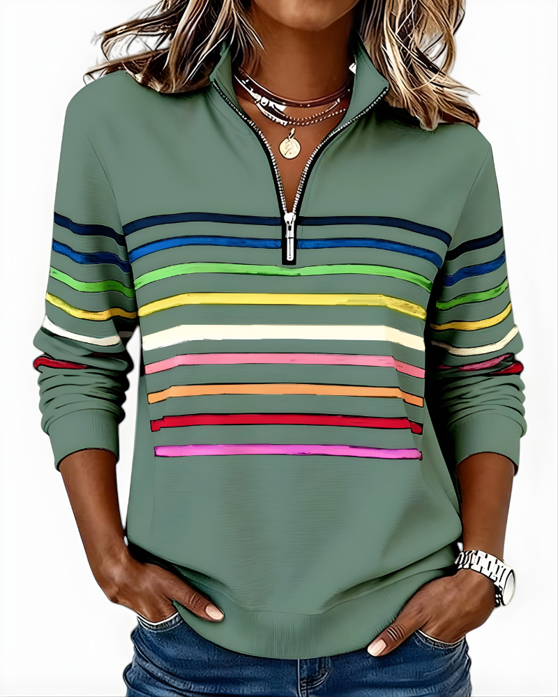 Ramona | Striped Zip Sweater