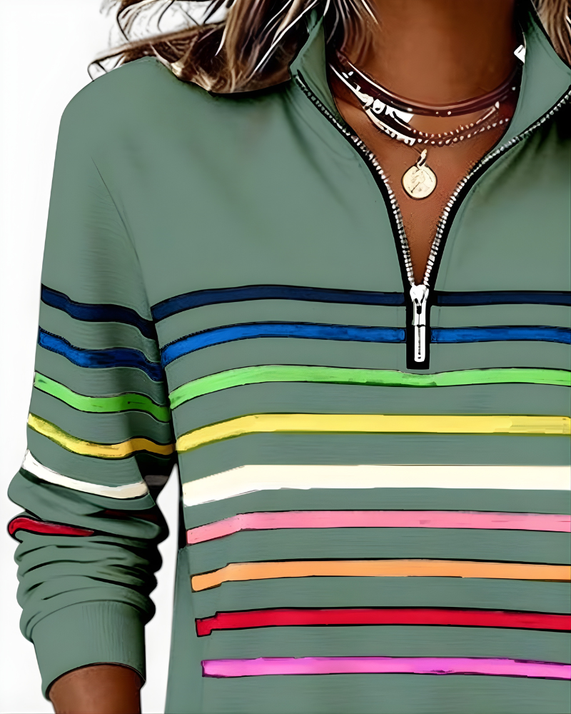 Ramona | Striped Zip Sweater