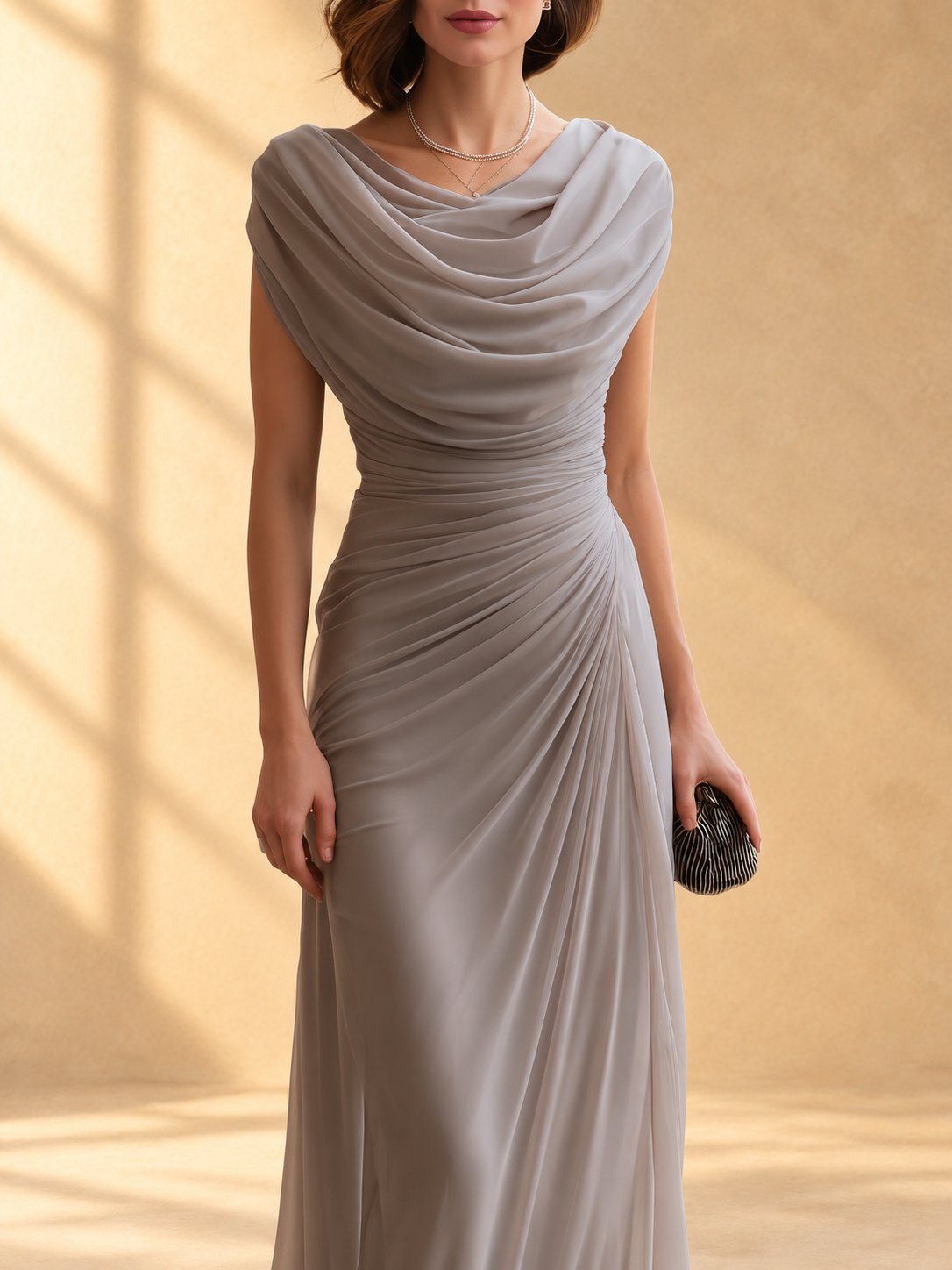 Naira | Draped cowl-neck maxi dress