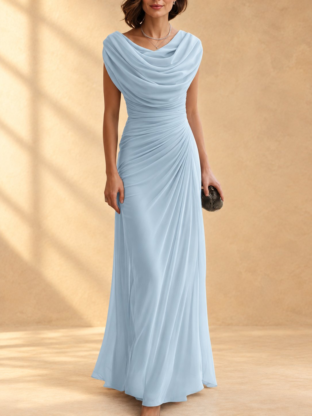 Naira | Draped cowl-neck maxi dress