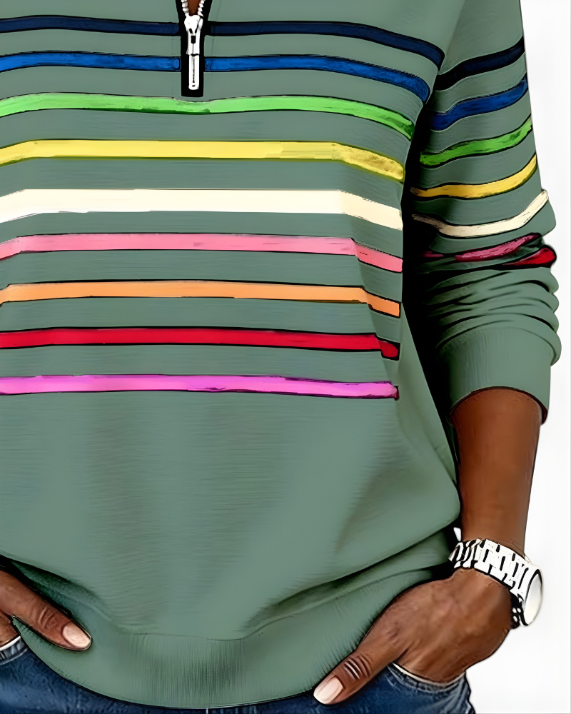 Ramona | Striped Zip Sweater