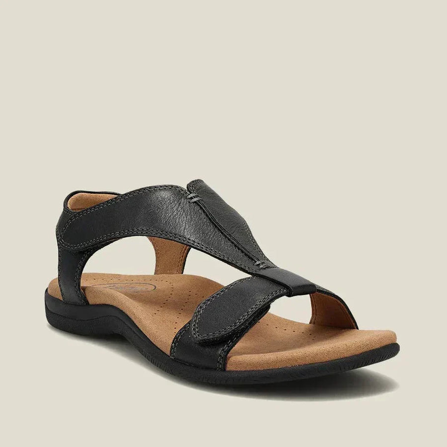 Selina ergonomic comfort sandals by THE WHITMORE FAMILY, featuring cushioned straps and supportive soles, on a neutral background.