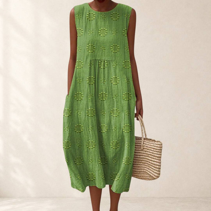 Teresa™ elegant dress with pockets by THE WHITMORE FAMILY, featuring a stylish, comfortable design and natural fabric details.