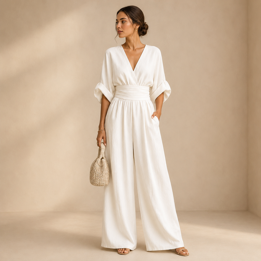 Isabelle elegant jumpsuit by THE WHITMORE FAMILY, featuring a tailored fit and stylish design in a sleek fabric.