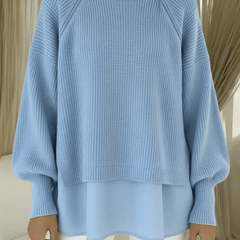 Layered-look women's sweater by THE WHITMORE FAMILY featuring a cozy, stylish knit jumper with a layered design.