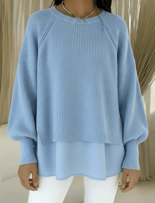 Layered-look women's sweater by THE WHITMORE FAMILY featuring a cozy, stylish knit jumper with a layered design.