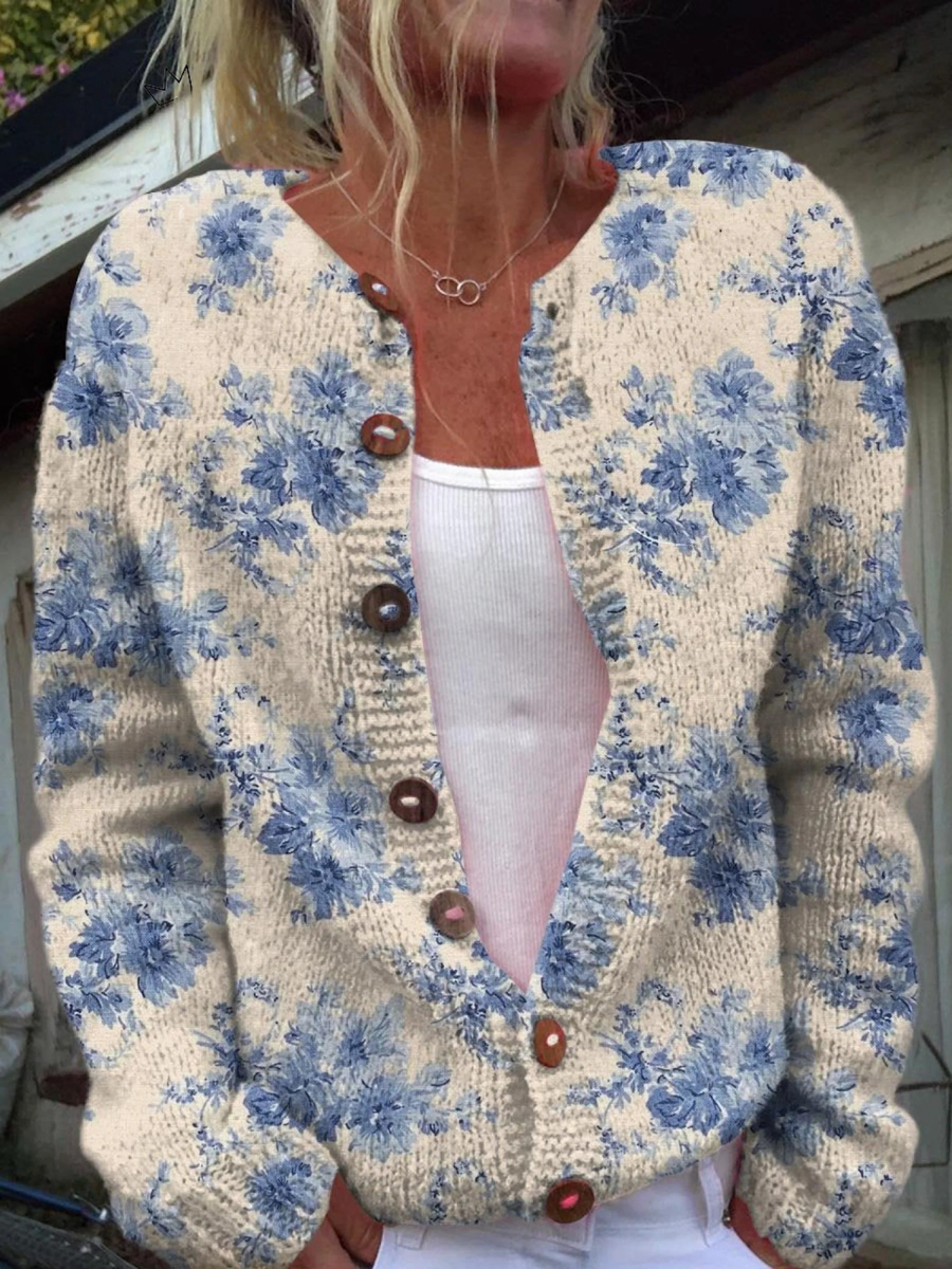 Vintage knit cardigan sweater by THE WHITMORE FAMILY, Daysie™, in soft, cozy fabric with a classic button-up design.