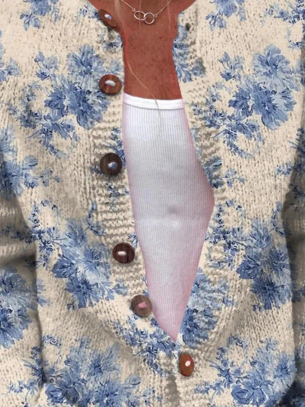 Daysie™ vintage knit cardigan sweater by THE WHITMORE FAMILY, featuring a cozy, textured knit design in earthy tones.