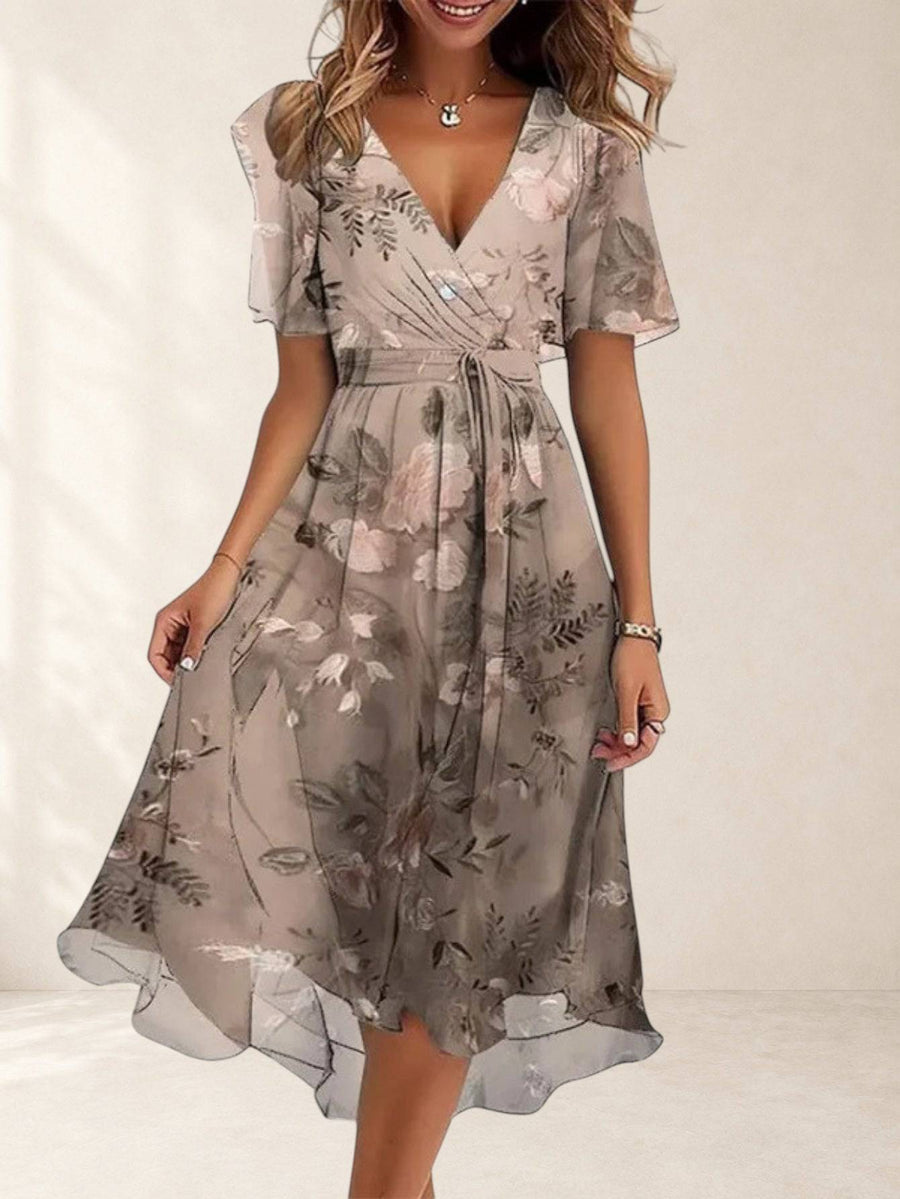 Matilda™ summer dress with belly cover by THE WHITMORE FAMILY, featuring a flowy fabric and stylish design for warm weather.