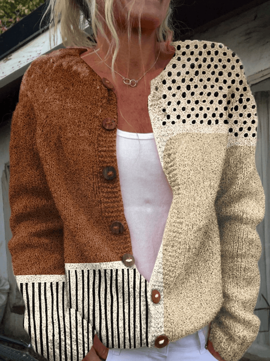 Eloise™ vintage cardigan sweater by THE WHITMORE FAMILY, cream-colored knit with button closure and cozy fit.