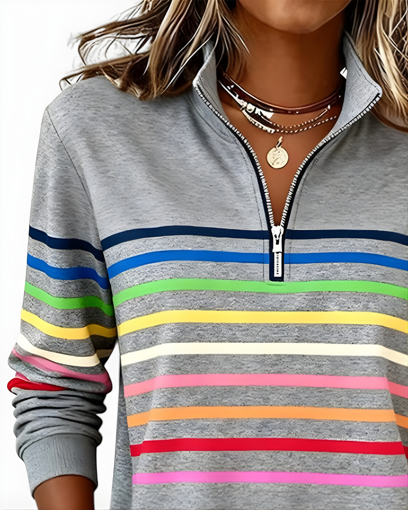 Ramona | Striped Zip Sweater