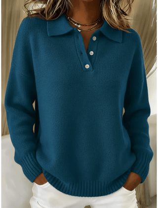 Cream-colored Cosy Comfort women's sweater by THE WHITMORE FAMILY, featuring a soft, knitted fabric and relaxed fit.