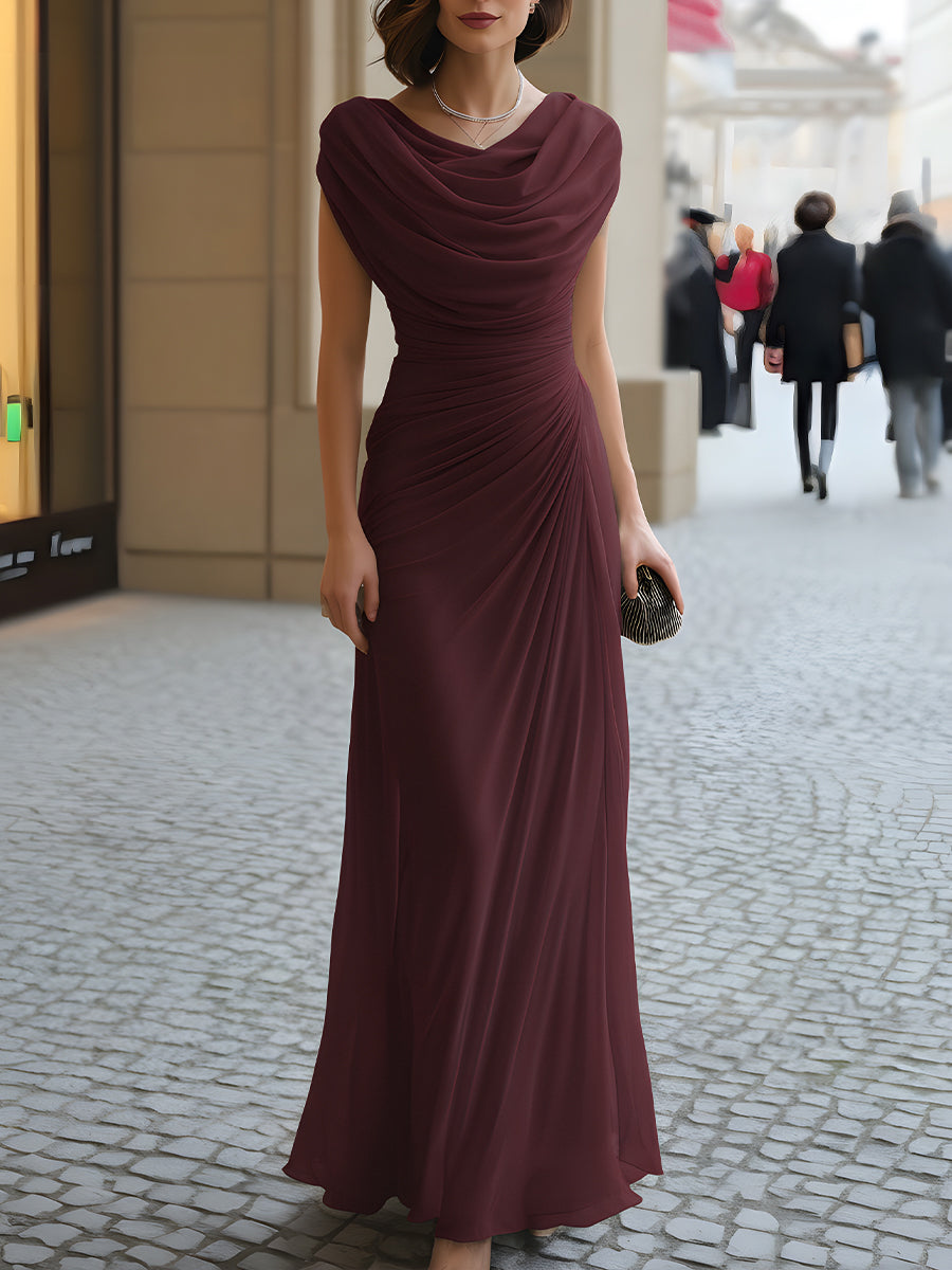 Naira | Draped cowl-neck maxi dress