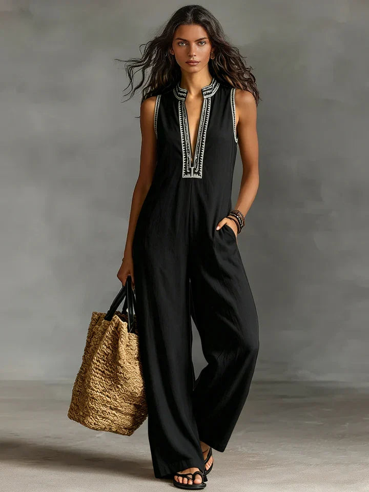 Wibke | Embroidered Wide-Leg Jumpsuit