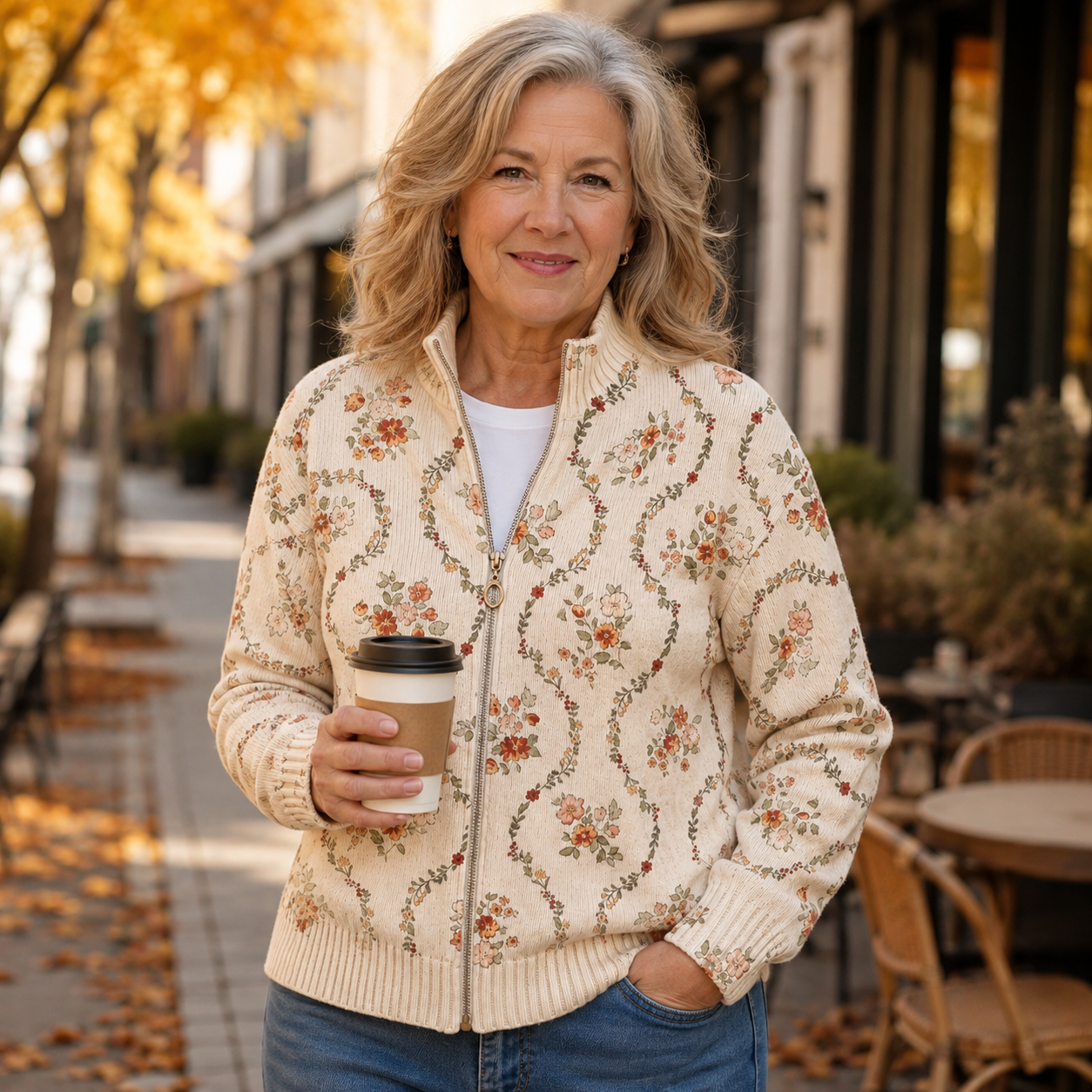 Vivienne | Floral Vine Zip Cardigan