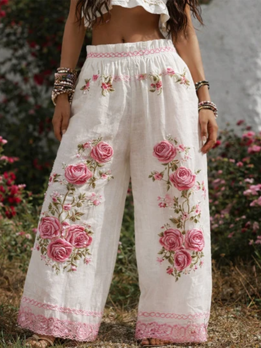 Denae™ | Embroidered Wide-Leg Everyday Pants