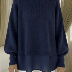 Layered-look women's sweater by THE WHITMORE FAMILY featuring a cozy, stylish jumper with layered design and long sleeves.