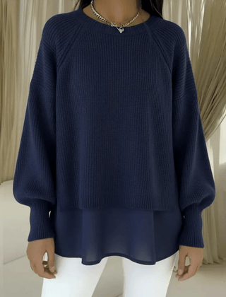 Layered-look women's sweater by THE WHITMORE FAMILY featuring a cozy, stylish jumper with layered design and long sleeves.