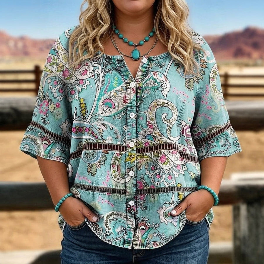 Casual vintage blouse named Denise by THE WHITMORE FAMILY, featuring a relaxed fit and classic design in soft fabric.
