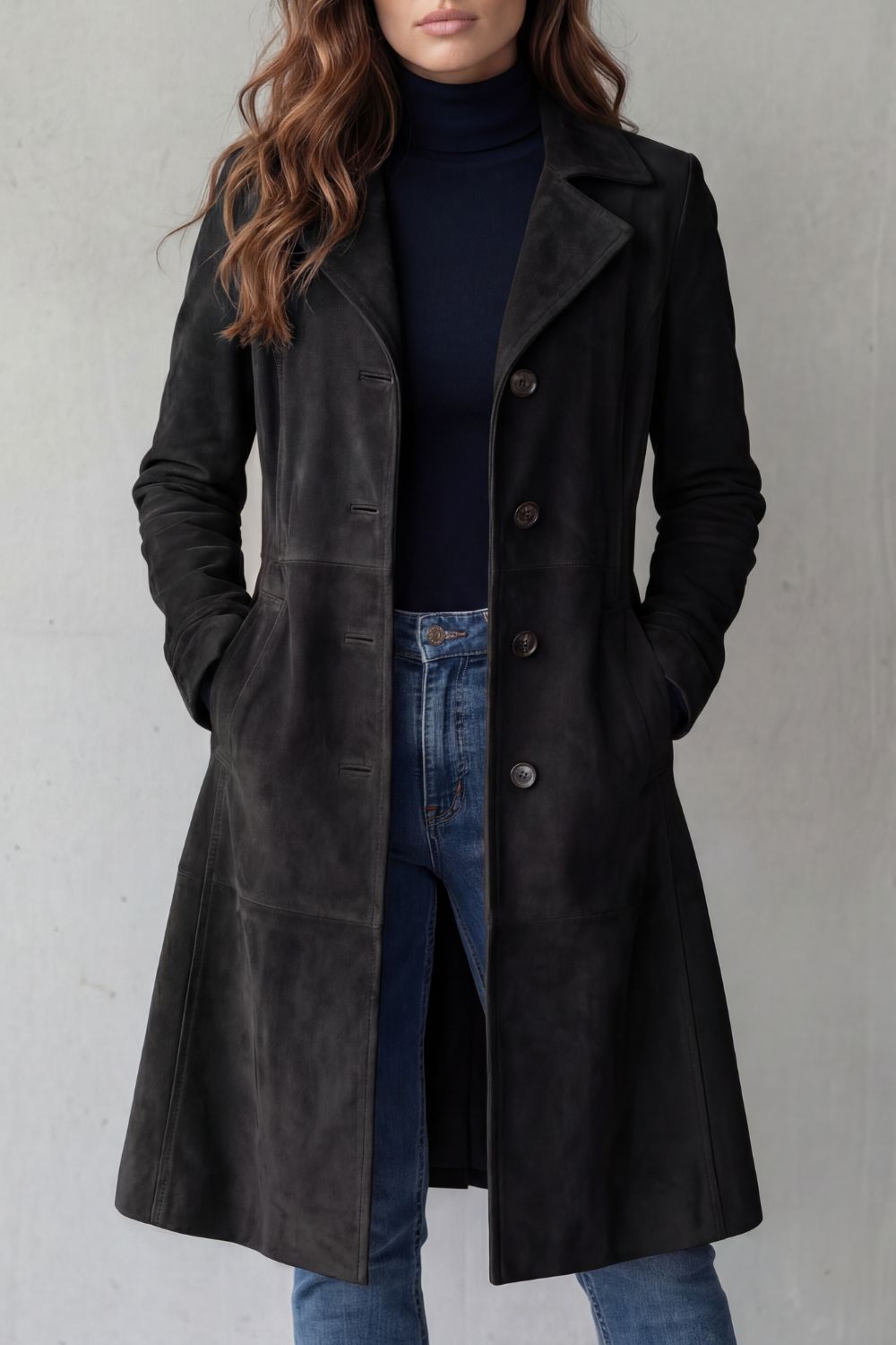 Sofia | Vintage Suede Effect – Long Coat