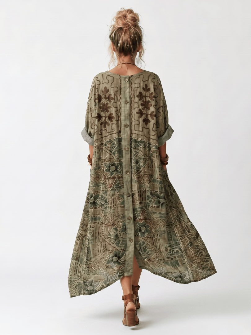 Aleta | Button Front Oversized Pocket Midi Dress