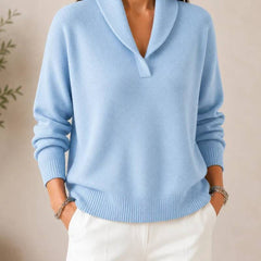 Soft V-neck jumper for women by THE WHITMORE FAMILY, featuring a cozy sweater with a flattering V-neck design.