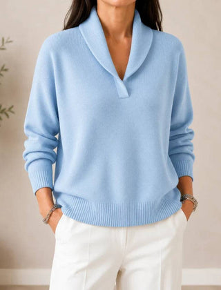 Soft V-neck jumper for women by THE WHITMORE FAMILY, featuring a cozy sweater with a flattering V-neck design.