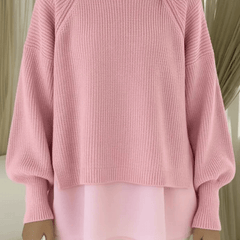 Layered-look women's sweater by THE WHITMORE FAMILY featuring a stylish, cozy knit design with layered fabric details.