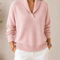 Soft V-neck women’s sweater by THE WHITMORE FAMILY, cozy knitted jumper with a relaxed fit and V-shaped neckline.
