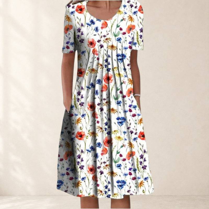 Gigi™ Tummy Coverage Dress by THE WHITMORE FAMILY, front view showing the dress's fit and fabric details.