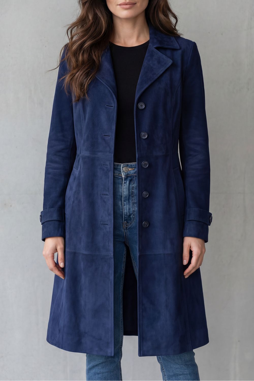 Sofia | Vintage Suede Effect – Long Coat