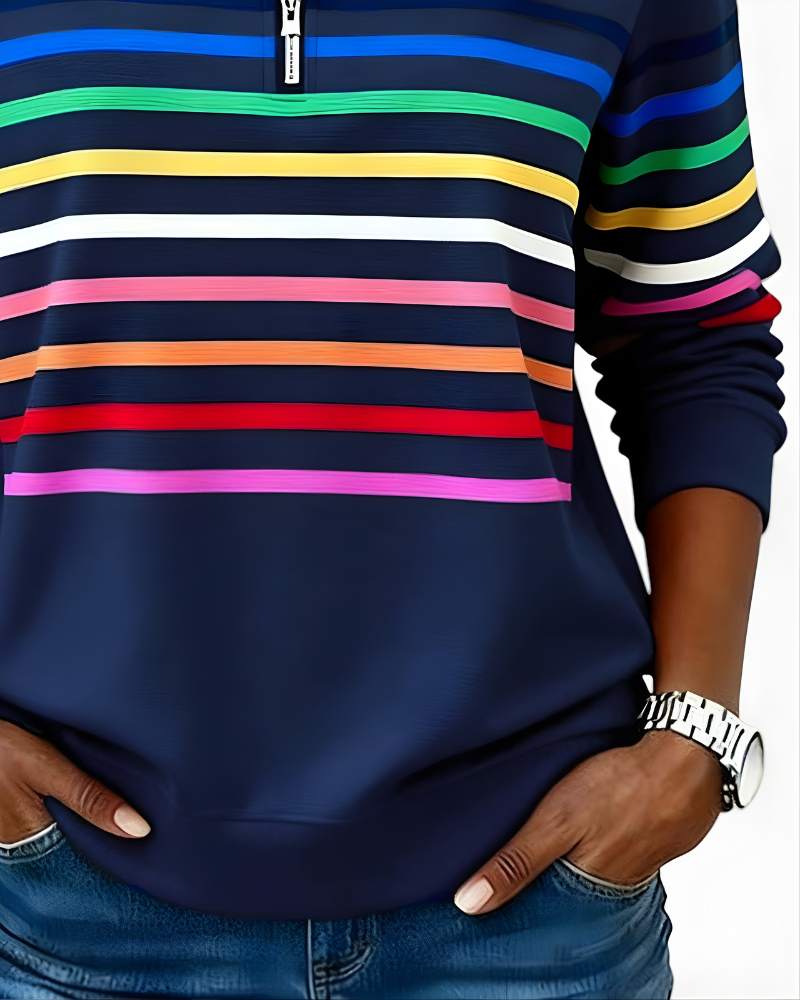 Ramona | Striped Zip Sweater