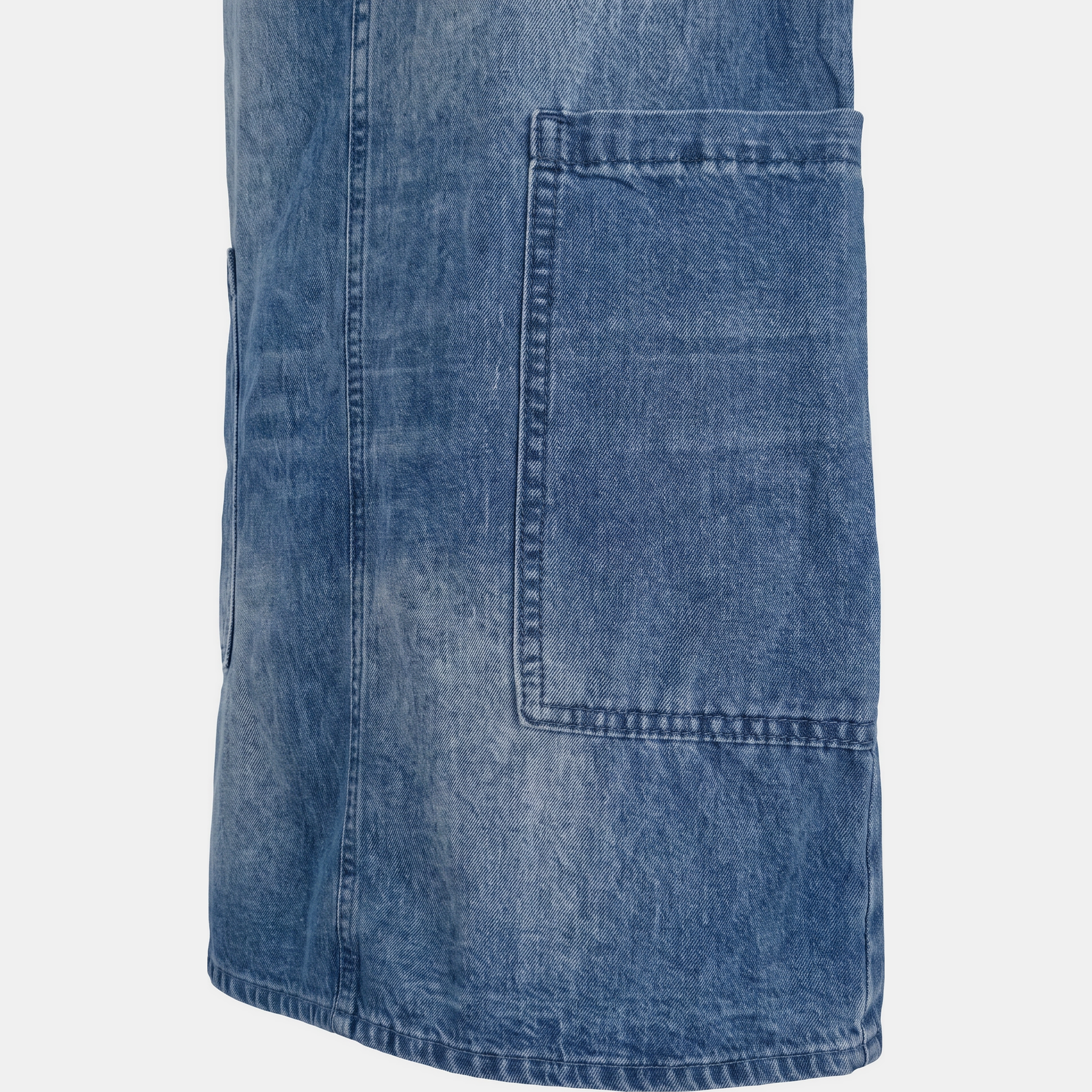 Women's Wide Leg Button Front Washed Denim Jumpsuit