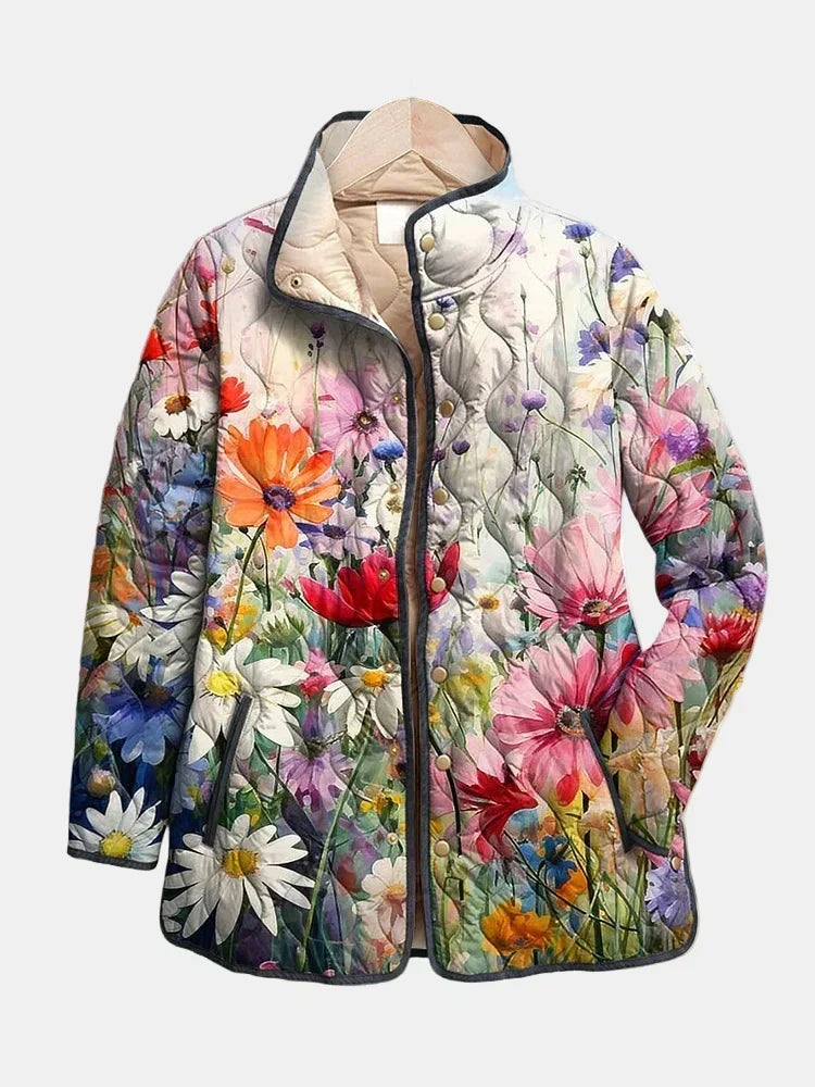 Amaya | Vintage Floral Print Quilted Jacket