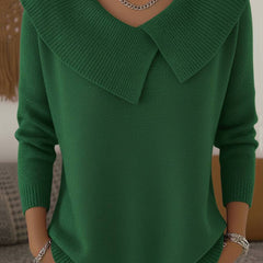 Women’s warm sweater with soft collar from THE WHITMORE FAMILY, featuring a cozy knit design and relaxed fit.