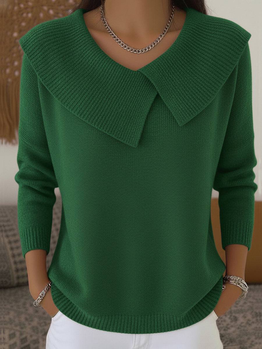 Women’s warm sweater with soft collar from THE WHITMORE FAMILY, featuring a cozy knit design and relaxed fit.
