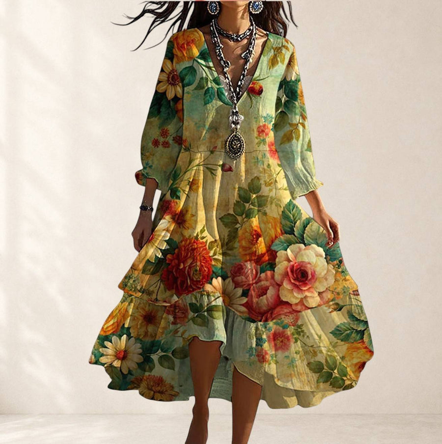 Janessa sophisticated dress by THE WHITMORE FAMILY, featuring elegant fabric and tailored fit, shown on a model.
