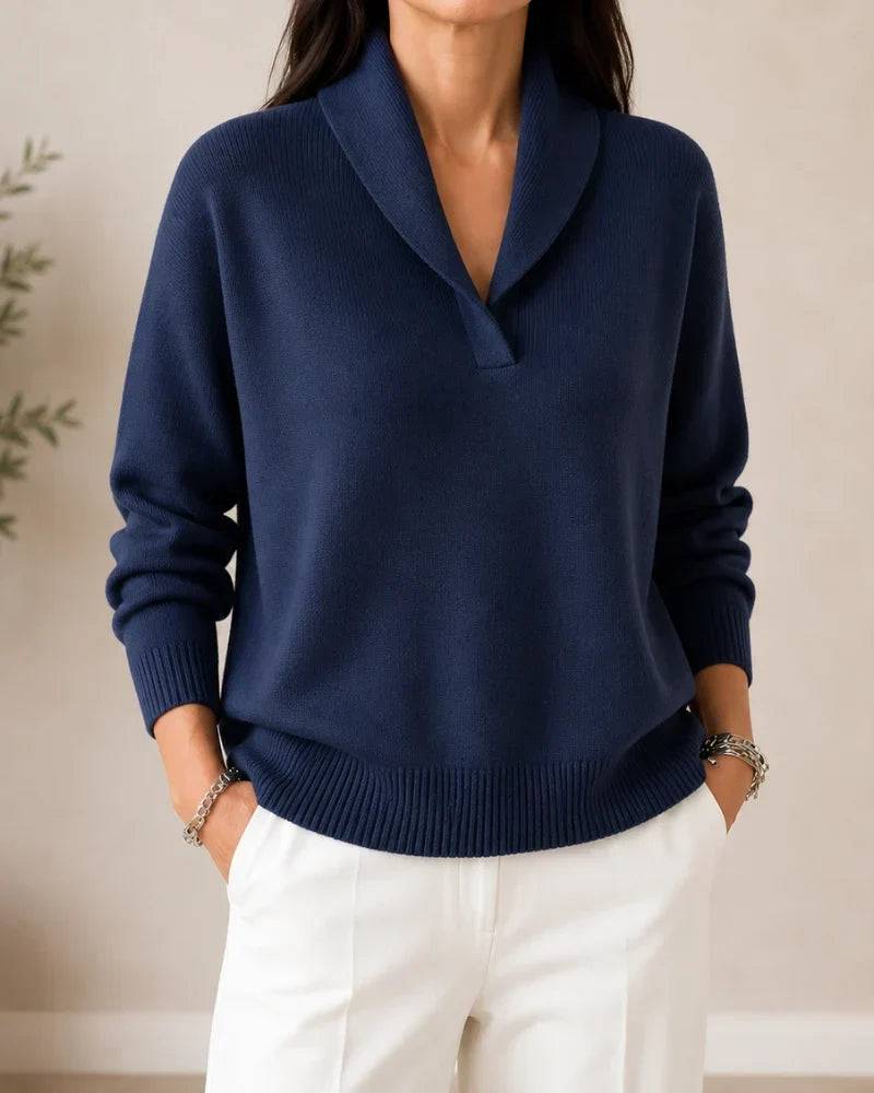 Soft V-neck sweater for women by THE WHITMORE FAMILY, featuring a cozy knit design in a versatile style.