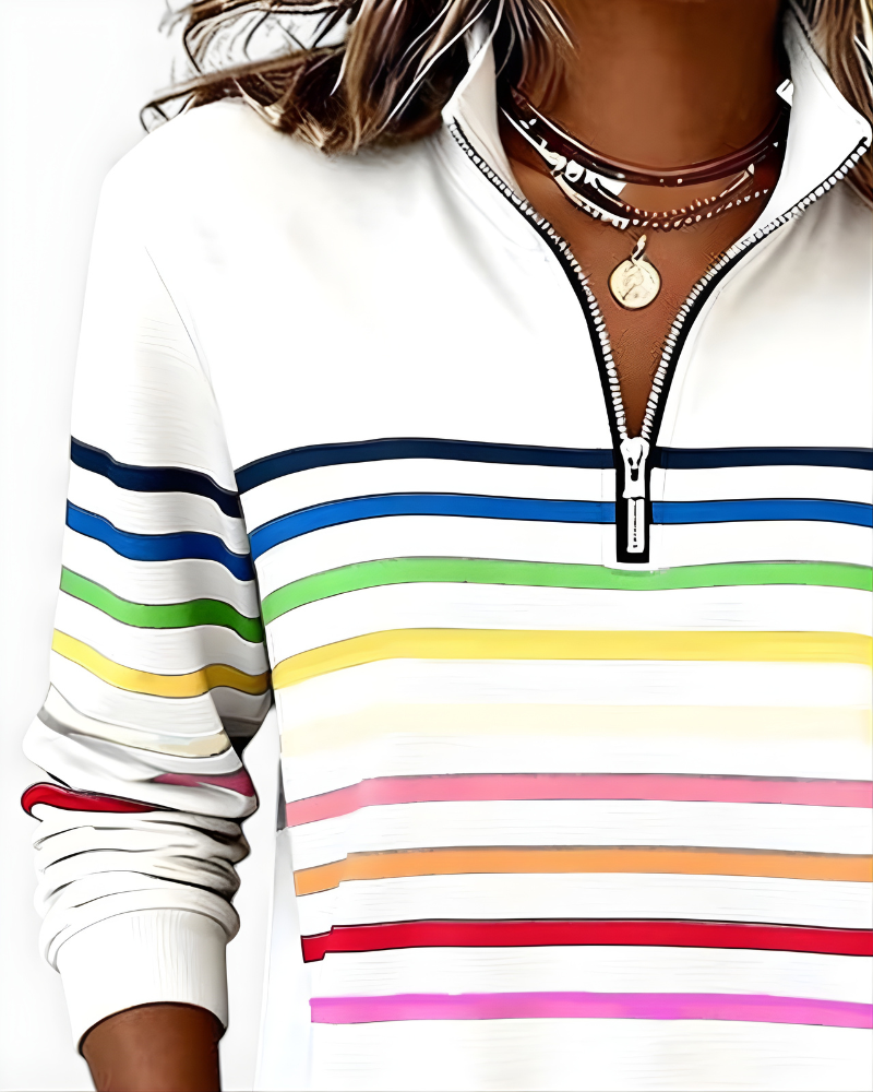 Ramona | Striped Zip Sweater
