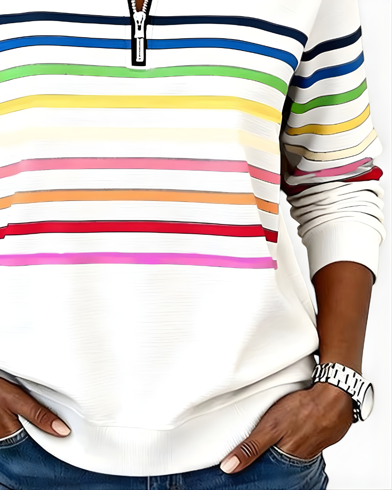 Ramona | Striped Zip Sweater