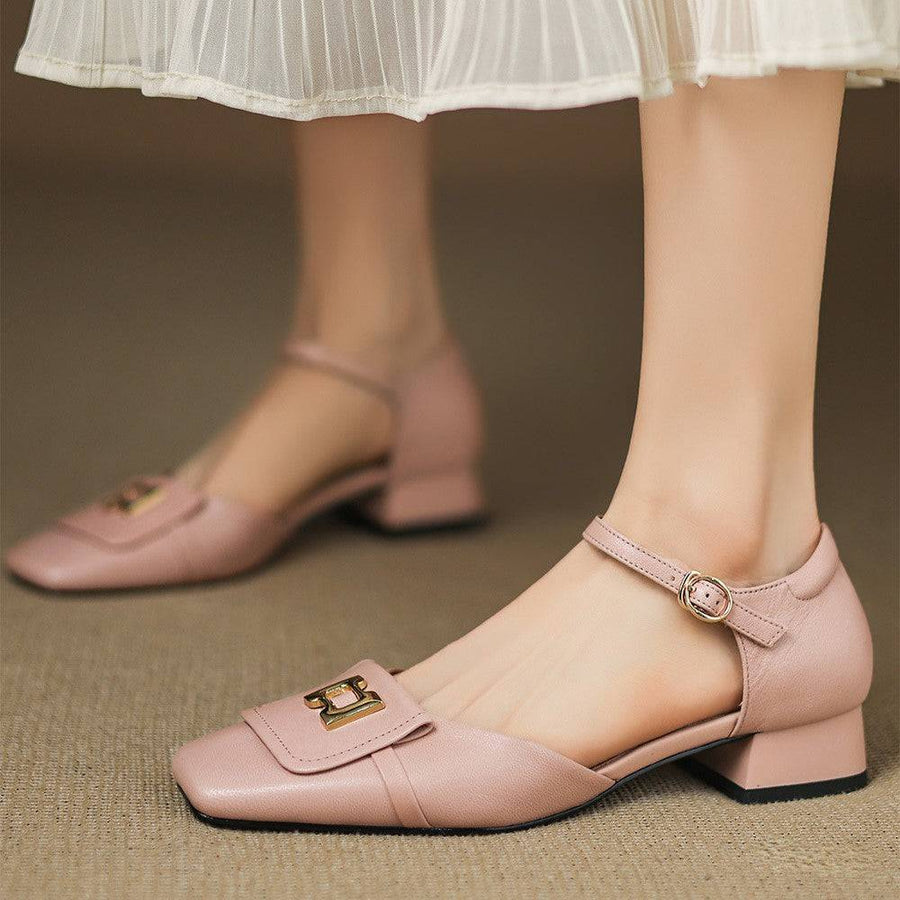Elvane Buckle Leather Mary-Janes by THE WHITMORE FAMILY featuring classic brown leather with buckle straps and a comfortable sole.