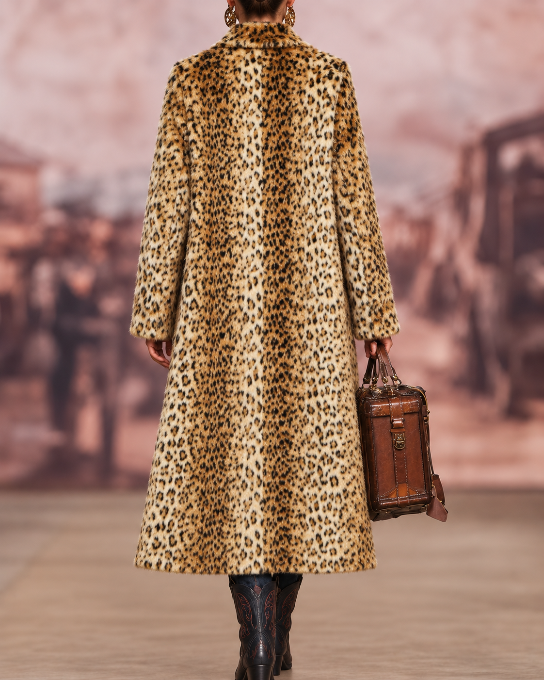 Maddy | Elegant Long Tailored Leopard Coat Handmade
