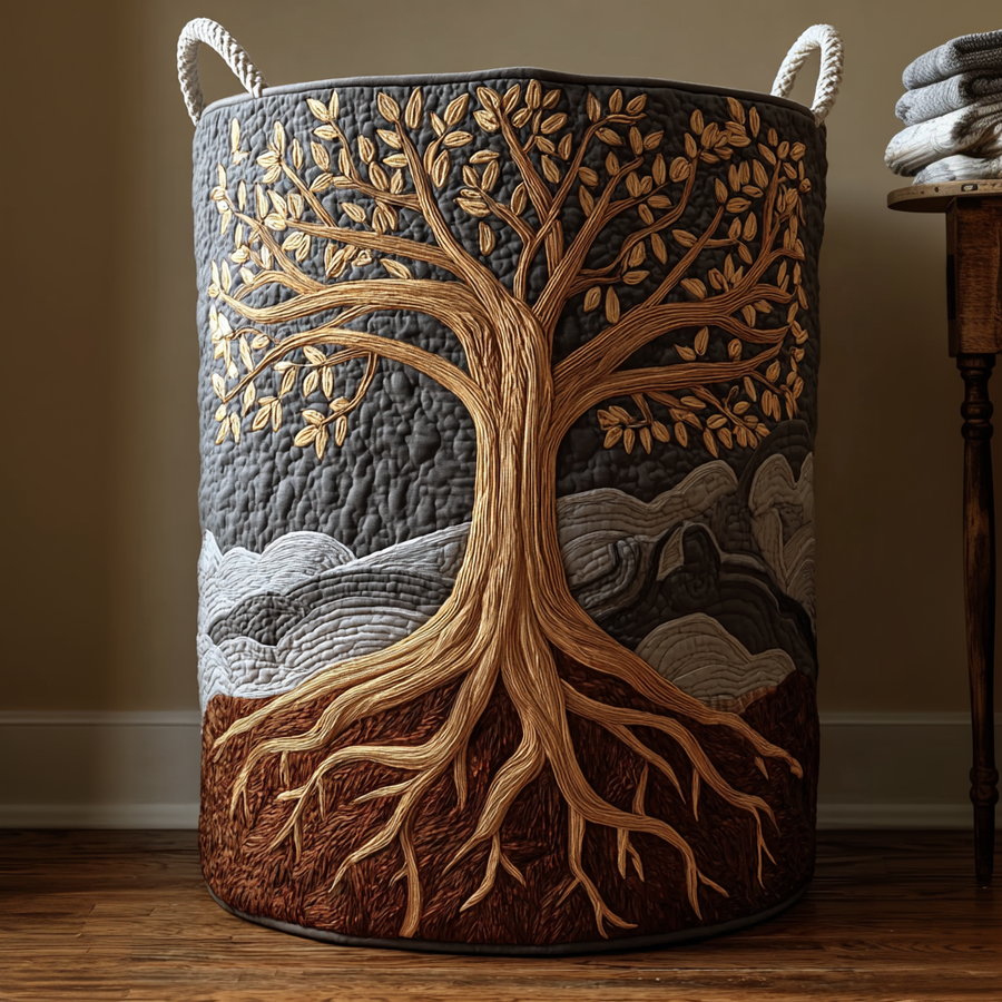 Tree of Life | Quilted Storage Basket